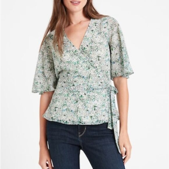 NWT Banana Republic Floral Wrap Top - Picture 1 of 11